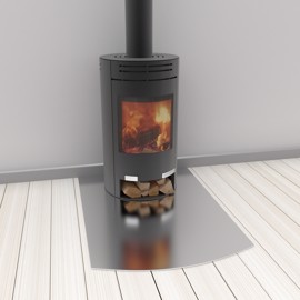 Kaminbodenplatte aus Stahl nach Maß | Viereckig und Bogen